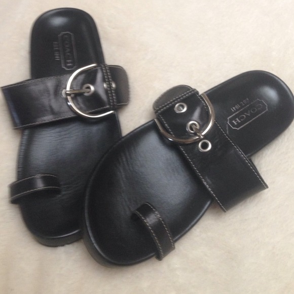 Coach Size 6.5 leather flat sandals