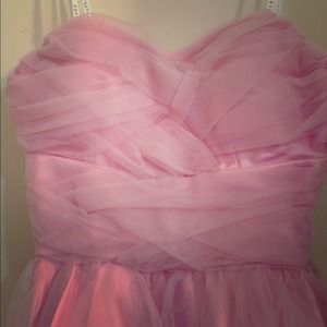 Pink strapless tulle homecoming dress