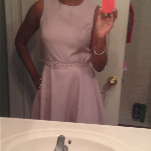 Asos blush colored, belted skater dress