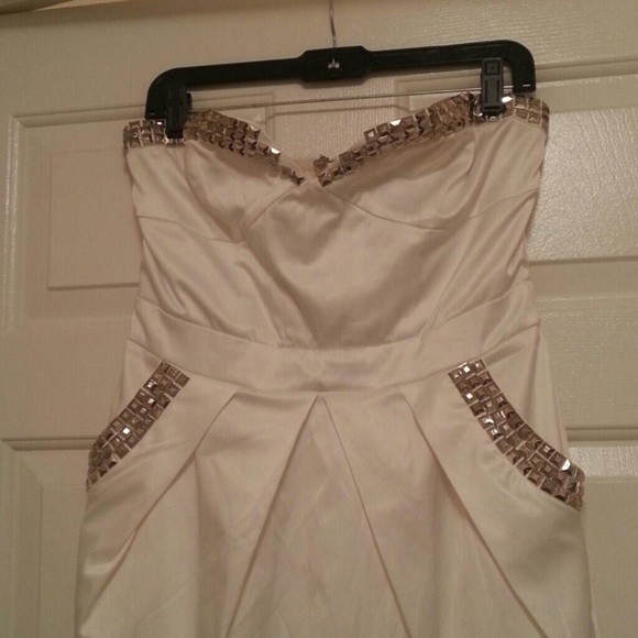 Studded All White Cocktail Dress - Picture 2 of 4