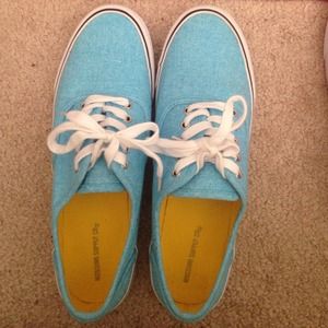Blue shoes only put on once because they don't fit