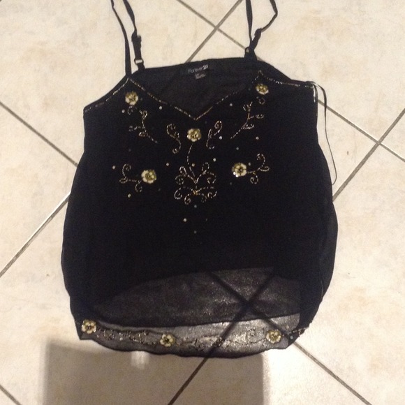 Black with gold embellished cami