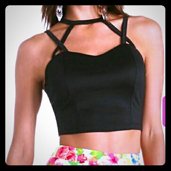 NWOT Black Caged Cropped Top