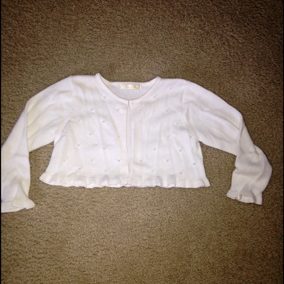 Girls white pearl embellished cardigan!