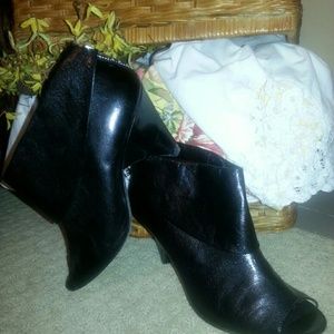 Black, open toe, zip, Michael Kors boots