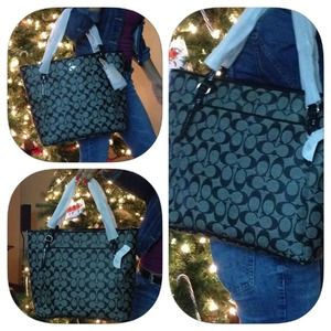 Large Shoulder Coach Bag Black/Grey