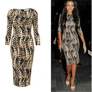 Black and brown fitted dress