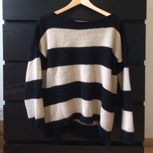 Brandy Melville Thick Black/Cream Striped Sweater