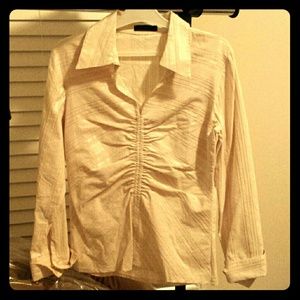 Striped tan and ivory blouse