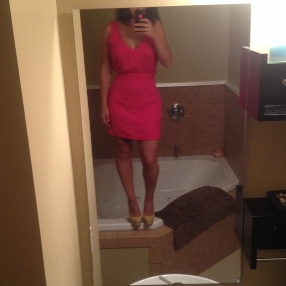 Hot pink back criss cross dress