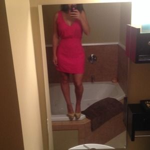 Hot pink back criss cross dress
