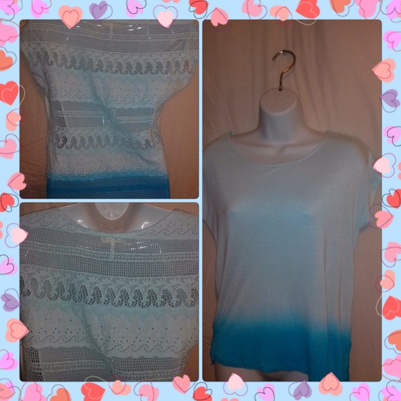 Hombre detailed back, aqua shirt SzS NWT