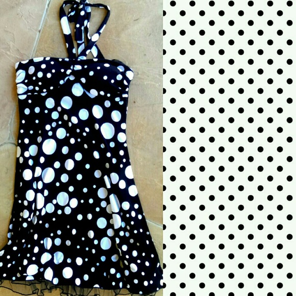 Black dress with white polkadots