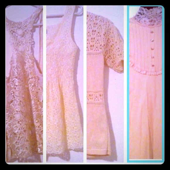 AVAILABLE Bundle of 4 cream/crochet/lace tops