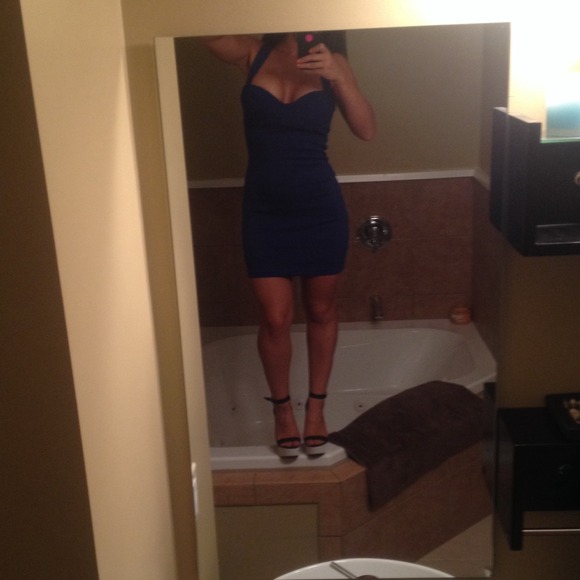 Sexy blue bandage dress