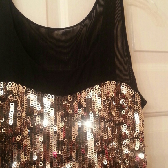 Gold and Black Sequin Cocktail Dress - Picture 2 of 3