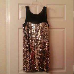 Gold and Black Sequin Cocktail Dress
