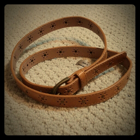 Light Brown Belt w/ Cutout Flowers