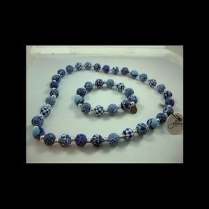 NWT Jilzara Blue/White Necklace Bracelet.