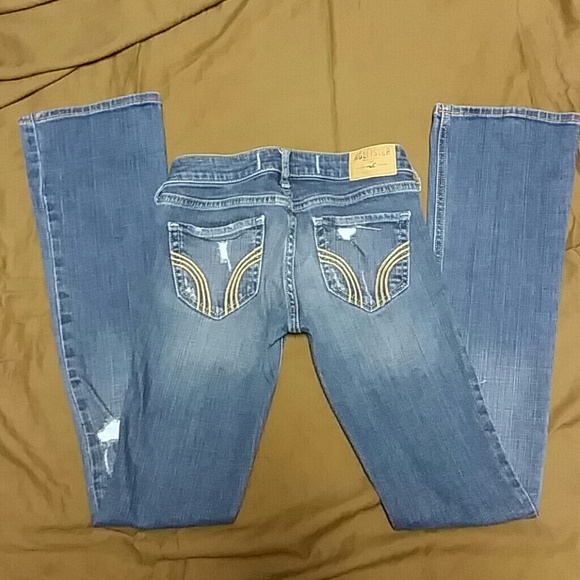 Distressed Hollister boot cut jeans