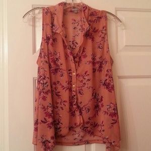 Floral Print Sheer Blouse