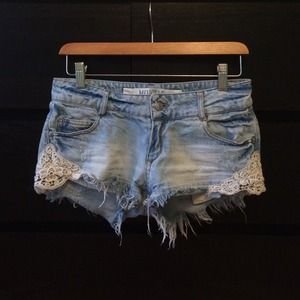Brandy Melville Light Denim Shorts w/ crochet