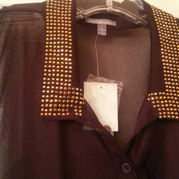 Plum Rhinestone Collar Top - Picture 2 of 2