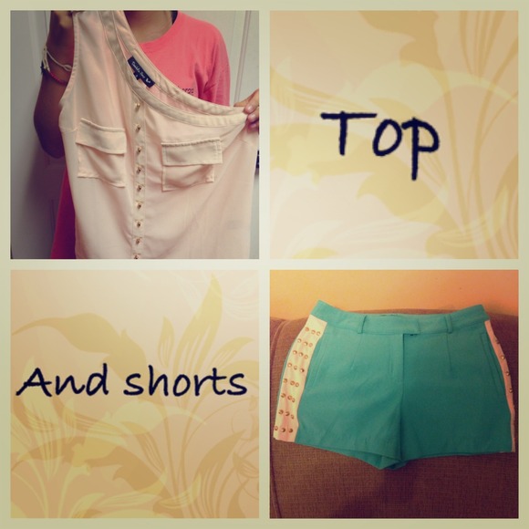 🚫TEAL SHORTS SOLD🚫 Ivory one shoulder top