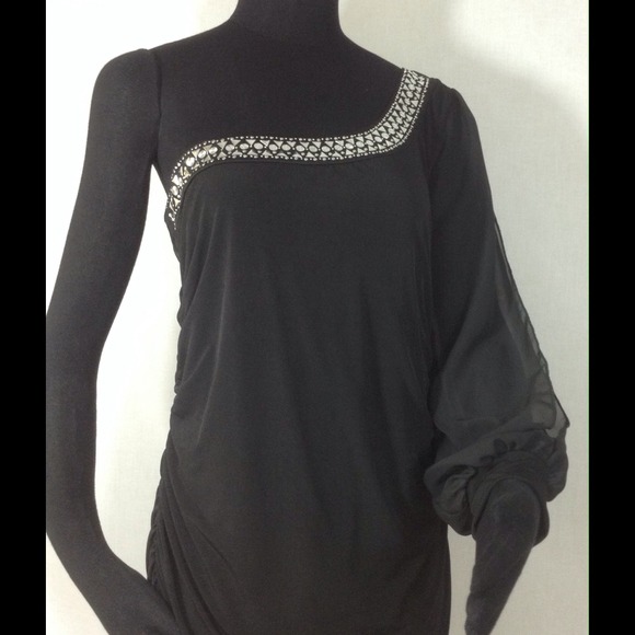 Plus Embellished Cold Shoulder Black Formal Dress - Picture 2 of 4