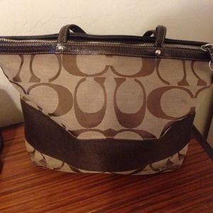 Brown and tan coach bag
