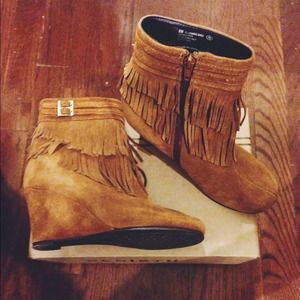 SOLD - Aerosoles Brown Suede Wedged Bootie