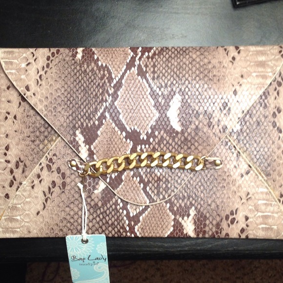 Snakeskin Chain Clutch