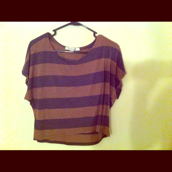 Brown striped forever 21 crop top