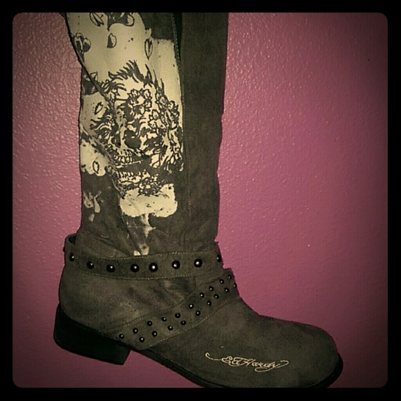 Ed Hardy Gray boots