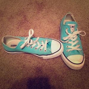 Turquoise converse shoes