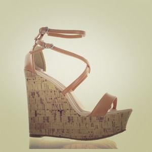 Tan/Nude wedge sandals size 7