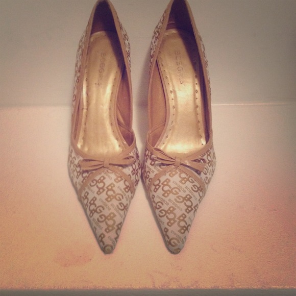BCBGirls Gold and White Heels