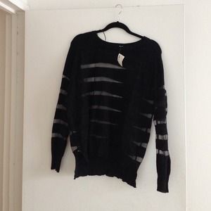 Black see through striped light weight sweater