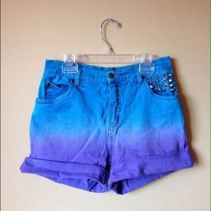 DIY Blue/Purple Ombré Spiked Shorts- 4