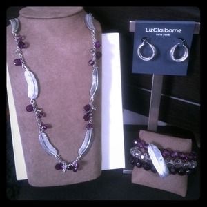 Liz Claiborne purple feather set