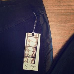Jessica Simpson // black pants with leather detail