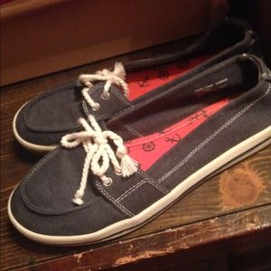 Navy blue slip ons