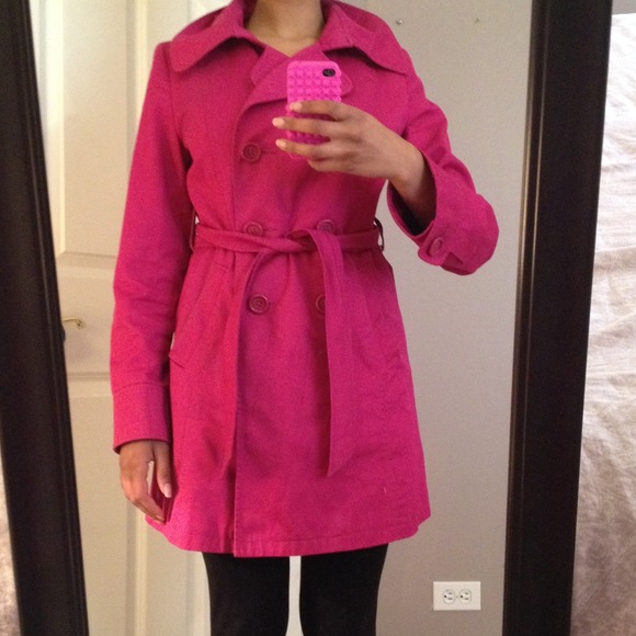Hot pink trench coat!