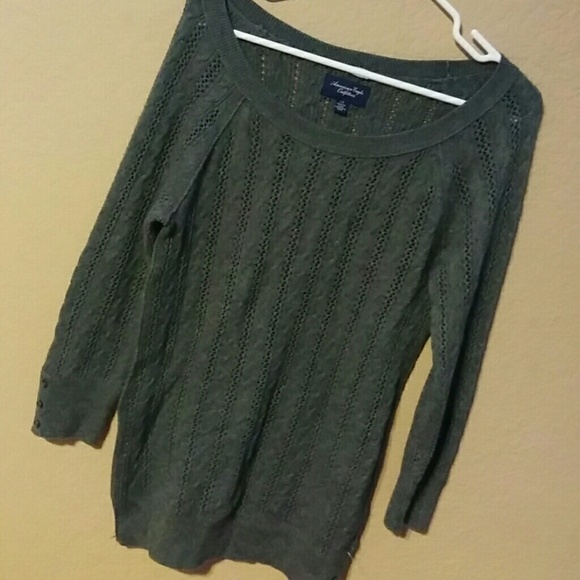 American eagle dark grey sweater 3/4 sleeve