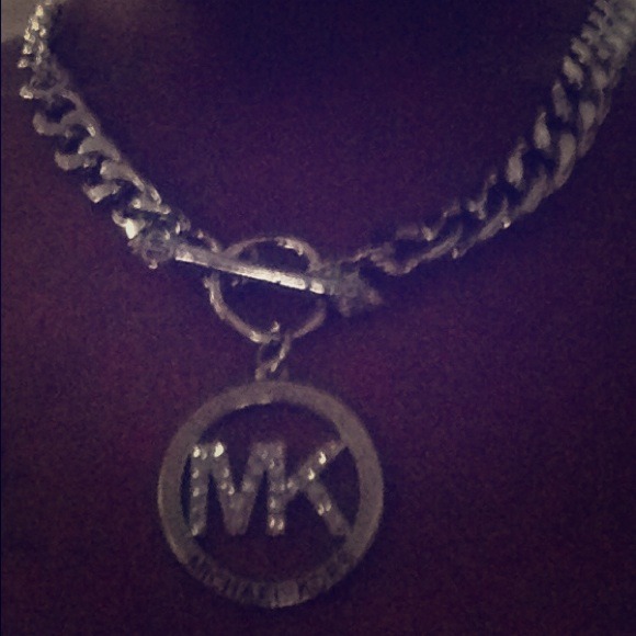 MK linked silver necklace