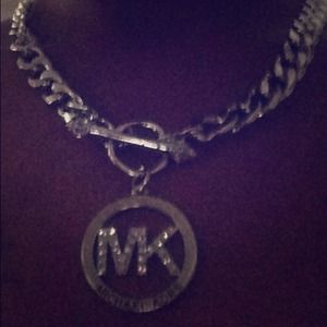 MK linked silver necklace