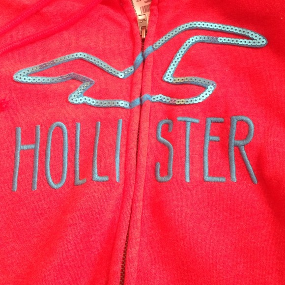 Red and blue hollister full zip sweatshirt