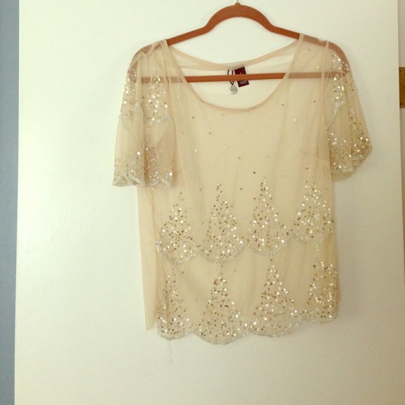 BKE Sheer Sequined Blouse