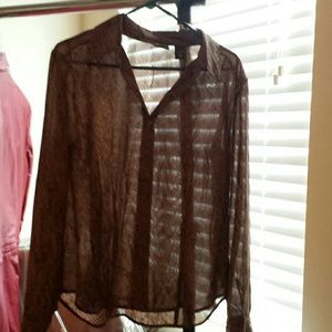 Crocodile print sheer long sleeve shirt