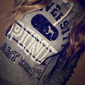 VS PINK art dept paint splatter gray hoodie xs